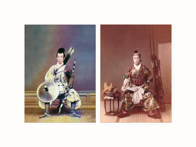 Hand Colored Photography, Japan - Japanese Archers, c1865 - diptych