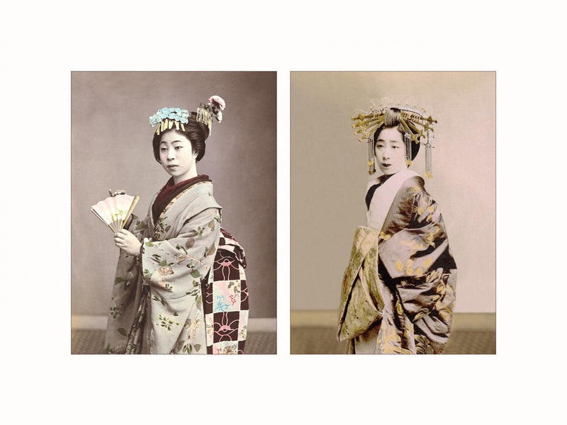 Hand Colored Photography, Japan - Geisha, c1880 - diptych
