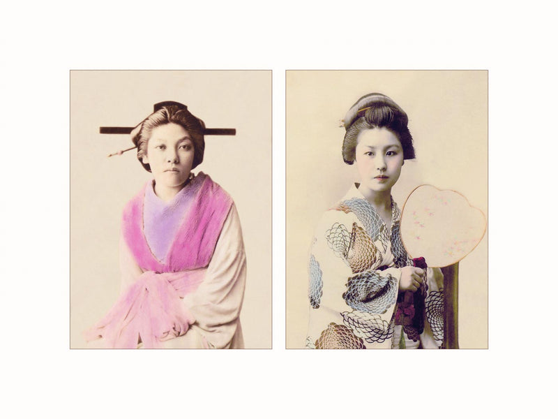 Hand Colored Photography, Japan - Young Geisha, c1890 - diptych