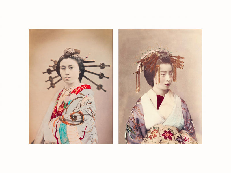 Hand Colored Photography, Japan - Orian, Red Light District, Tokyo, c1880 - diptych