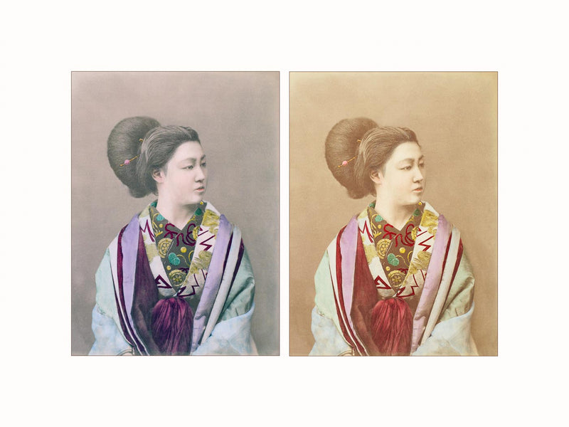 Hand Colored Photography, Japan - Orian, c1870 - diptych