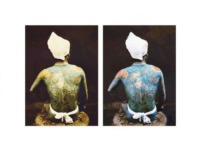 Hand Colored Photography, Tattoos, c1880 - diptych