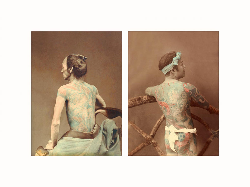 Hand Colored Photography, Japan, Irezumi Tattoos, c1860-1890, - diptych