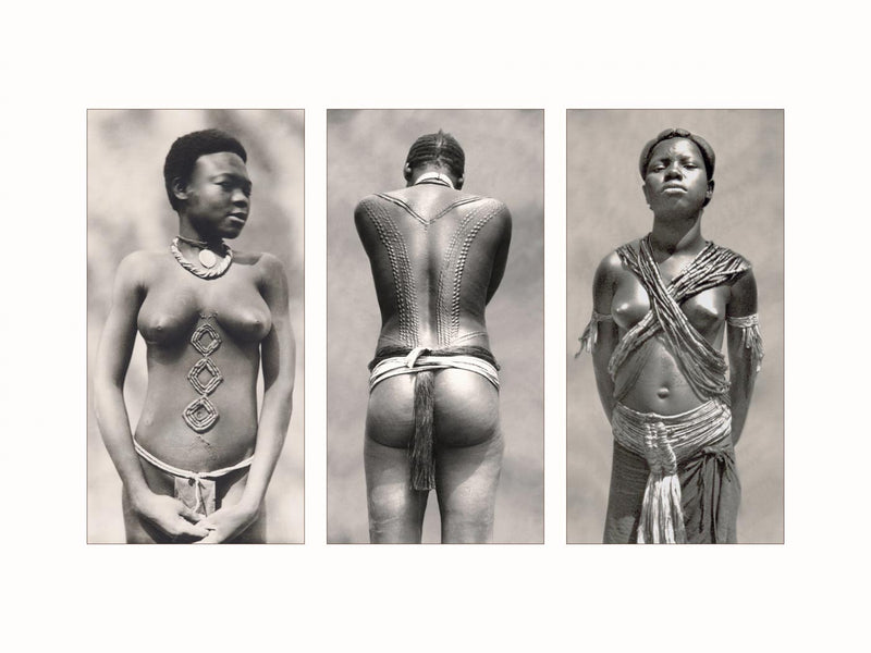 Ethnic Scarifications, Congo, c1920 - triptych