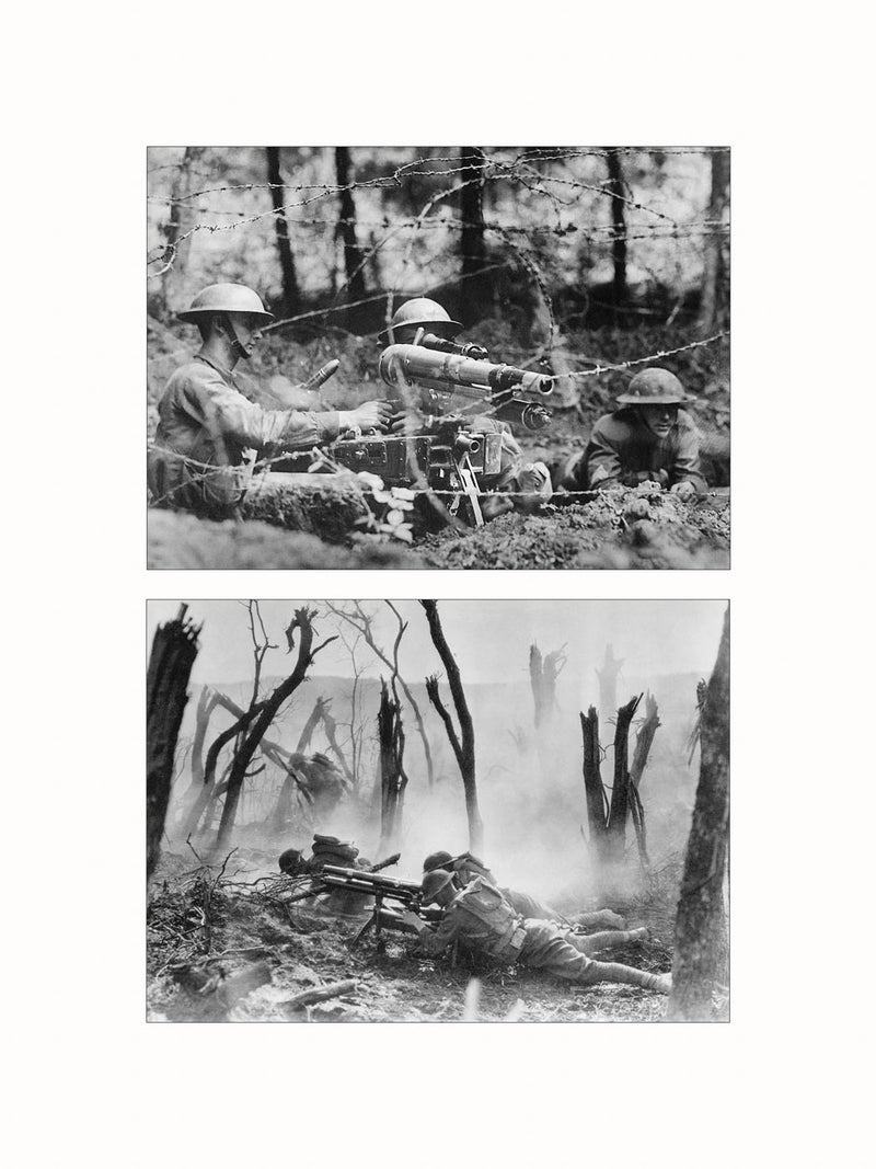 French Soldiers in Firing Position, World War I - diptych