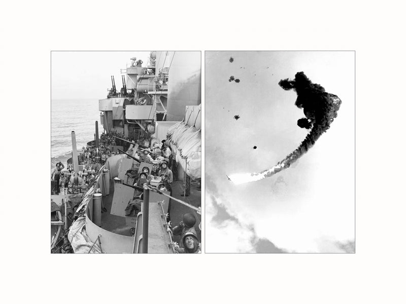 USS Phoenix, Kamikaze Attack, World War II - diptych