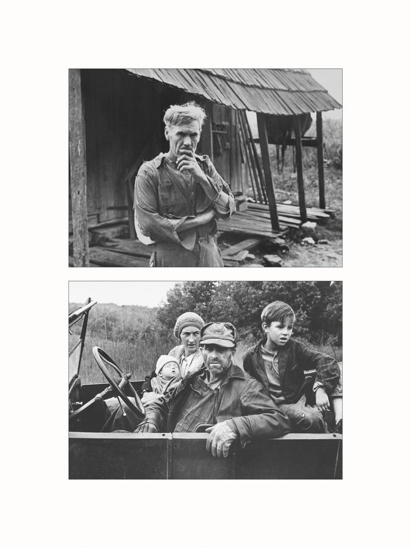 Sam Nicholas, a Destitute Tenant Farmer, and his Family,  Boone County, Arkansas, 1935 - diptych