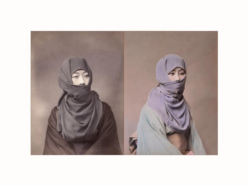 Japanese Girls in Winter Costume, c1870 - diptych