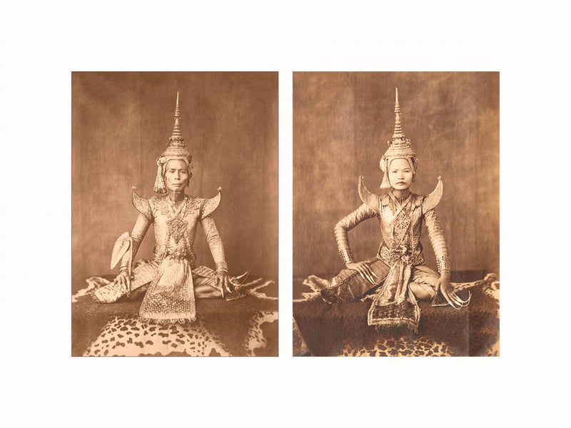Court Actors, Harem of King Mongkut, Siam , c1860 - diptych
