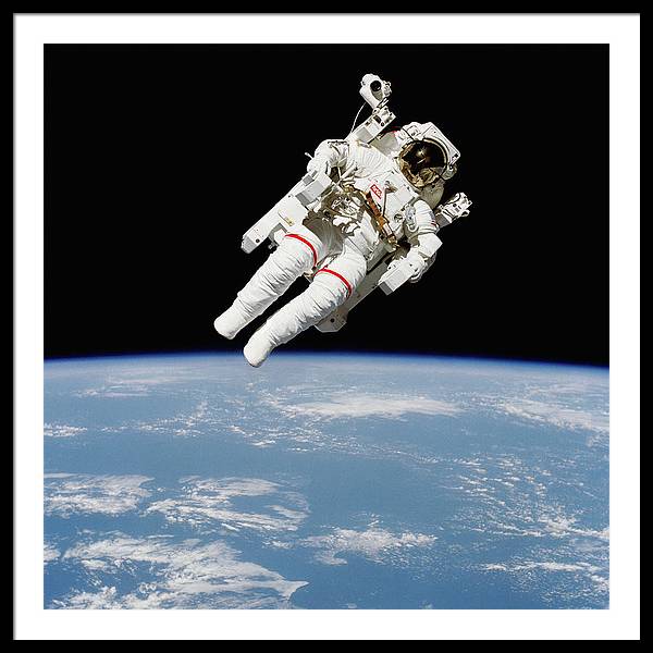 Astronaut Bruce McCandless, Space Shuttle Challenger, 1984 / Art Photo - Framed Print