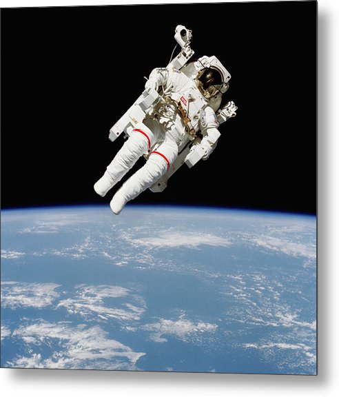 Astronaut Bruce McCandless, Space Shuttle Challenger, 1984 / Art Photo - Metal Print