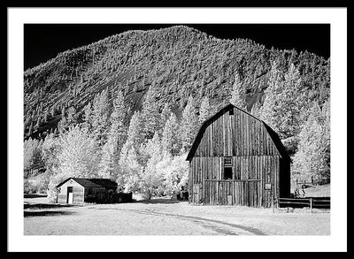 Barn in rural Montana, Infrared View / Art Photo - Framed Print