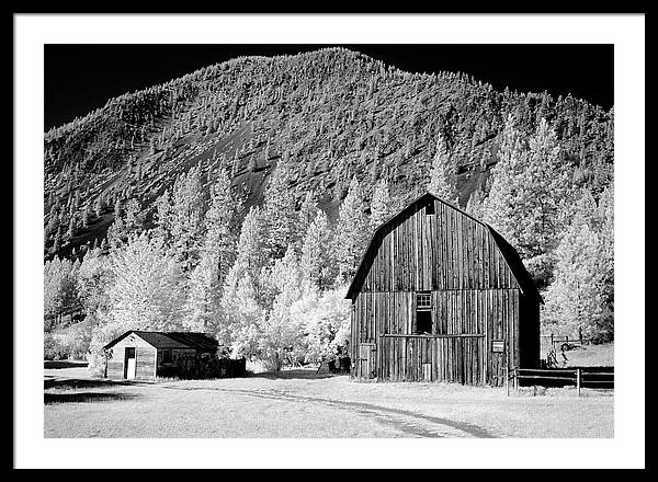 Barn in rural Montana, Infrared View / Art Photo - Framed Print