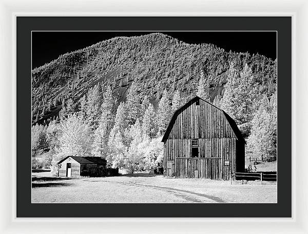 Barn in rural Montana, Infrared View / Art Photo - Framed Print