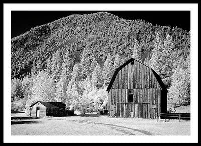 Barn in rural Montana, Infrared View / Art Photo - Framed Print