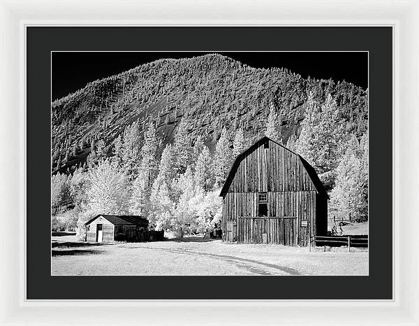 Barn in rural Montana, Infrared View / Art Photo - Framed Print