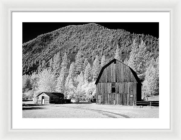 Barn in rural Montana, Infrared View / Art Photo - Framed Print