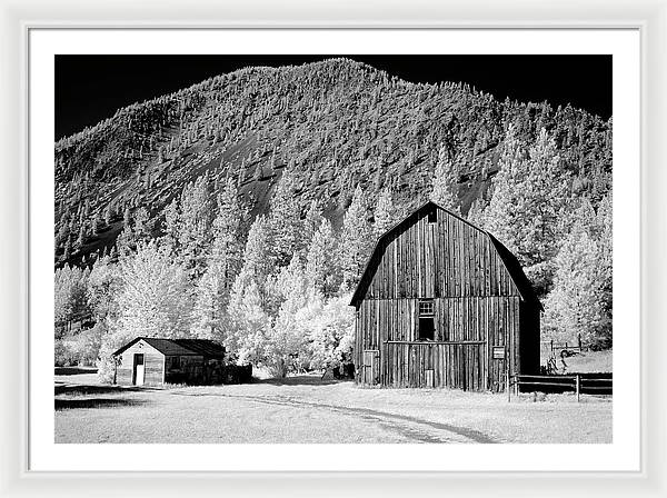 Barn in rural Montana, Infrared View / Art Photo - Framed Print