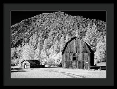 Barn in rural Montana, Infrared View / Art Photo - Framed Print