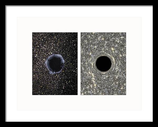 Black Holes in the Universe - diptych / Art Photo - Framed Print