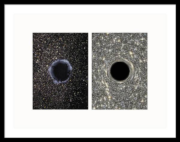 Black Holes in the Universe - diptych / Art Photo - Framed Print