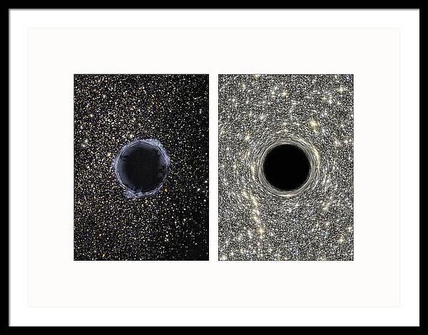 Black Holes in the Universe - diptych / Art Photo - Framed Print