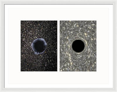 Black Holes in the Universe - diptych / Art Photo - Framed Print