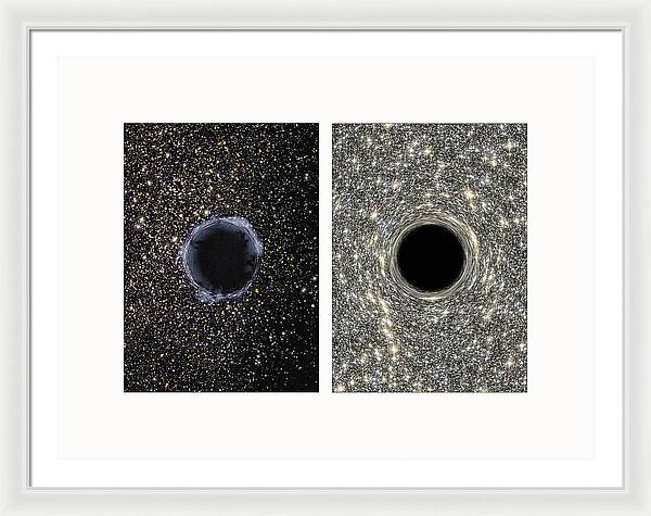 Black Holes in the Universe - diptych / Art Photo - Framed Print