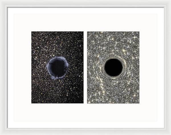 Black Holes in the Universe - diptych / Art Photo - Framed Print