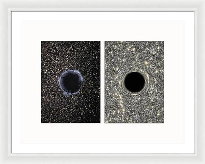 Black Holes in the Universe - diptych / Art Photo - Framed Print