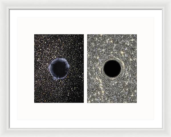 Black Holes in the Universe - diptych / Art Photo - Framed Print