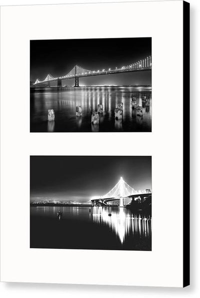 Bridges, Night - diptych / Art Photo - Canvas Print