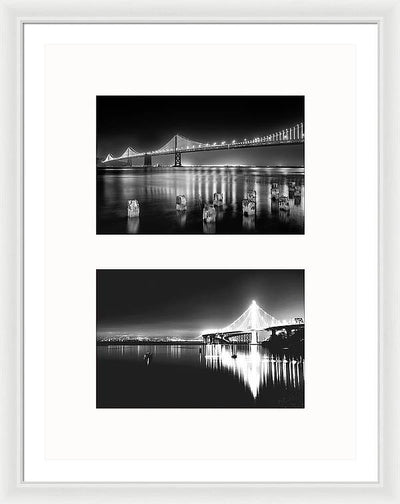 Bridges, Night - diptych / Art Photo - Framed Print