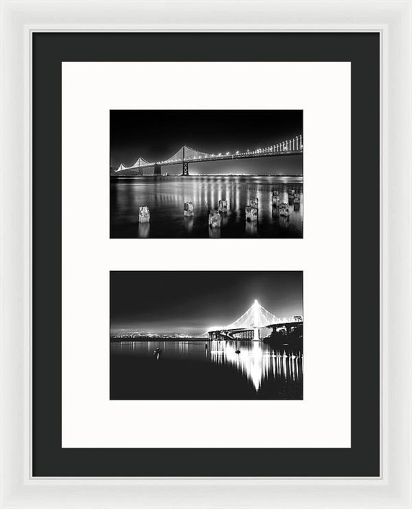 Bridges, Night - diptych / Art Photo - Framed Print