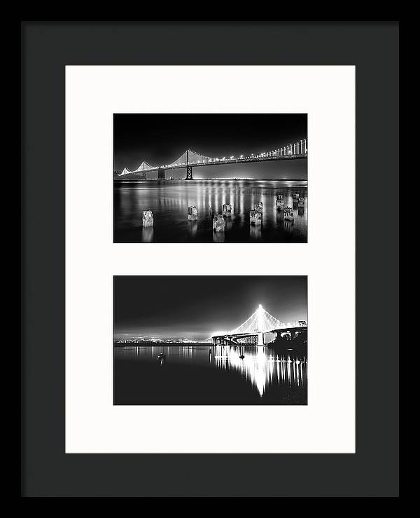 Bridges, Night - diptych / Art Photo - Framed Print