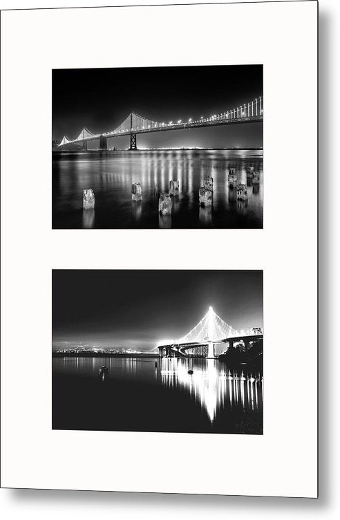 Bridges, Night - diptych / Art Photo - Metal Print