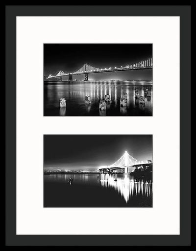 Bridges, Night - diptych / Art Photo - Framed Print