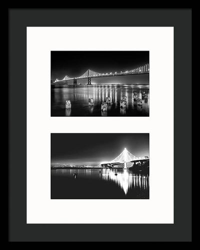 Bridges, Night - diptych / Art Photo - Framed Print