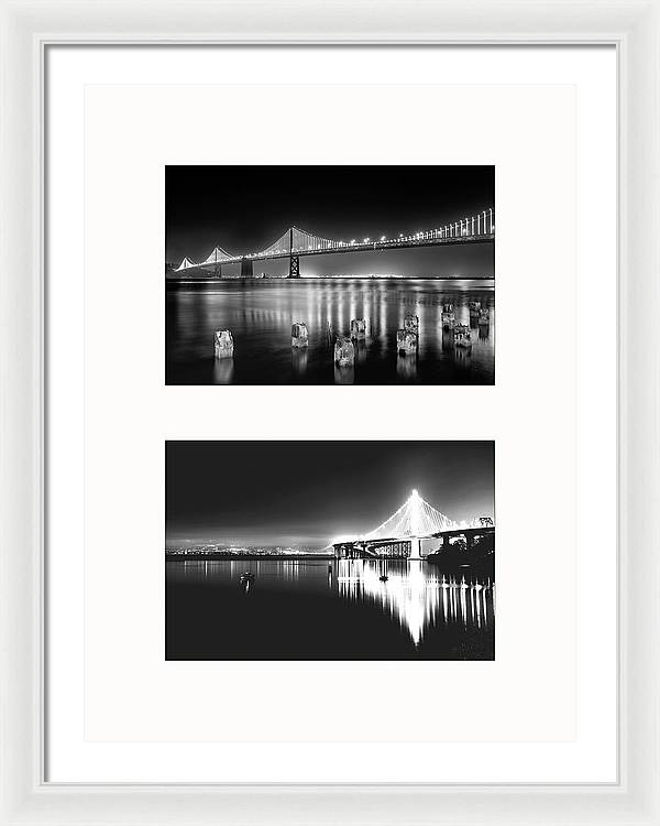 Bridges, Night - diptych / Art Photo - Framed Print