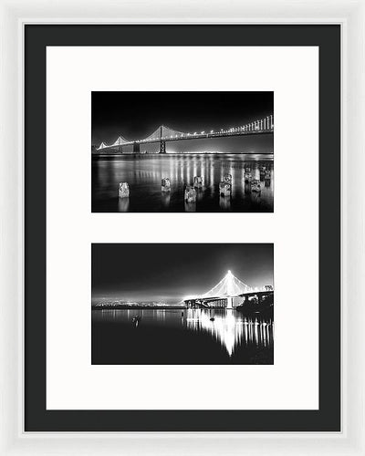 Bridges, Night - diptych / Art Photo - Framed Print