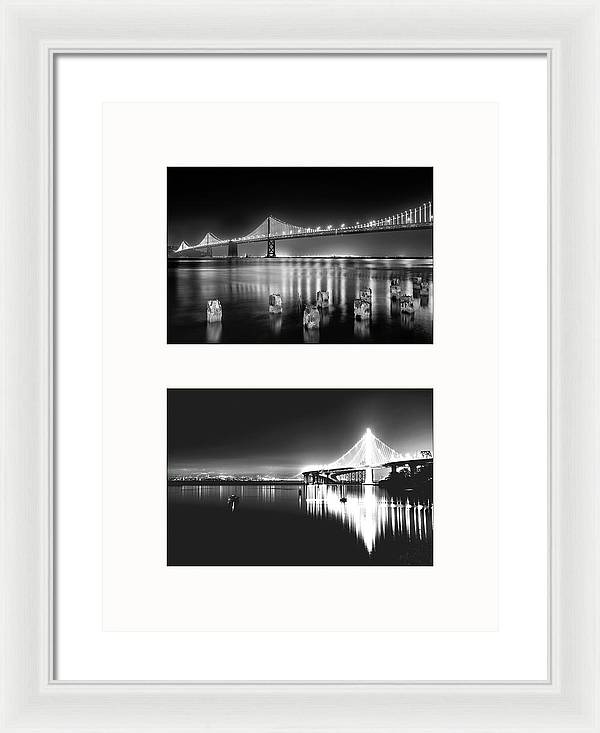 Bridges, Night - diptych / Art Photo - Framed Print