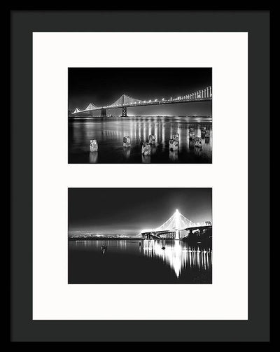 Bridges, Night - diptych / Art Photo - Framed Print