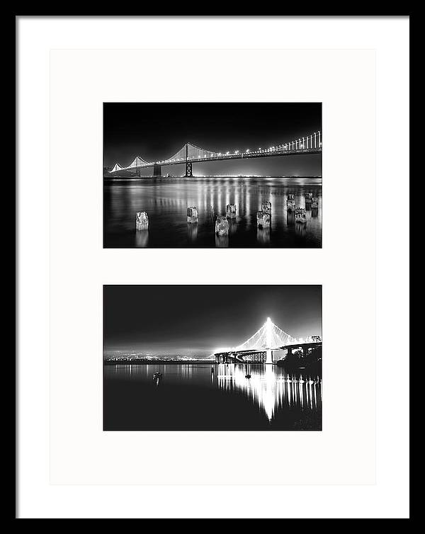 Bridges, Night - diptych / Art Photo - Framed Print