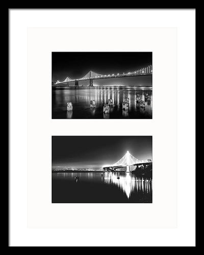 Bridges, Night - diptych / Art Photo - Framed Print