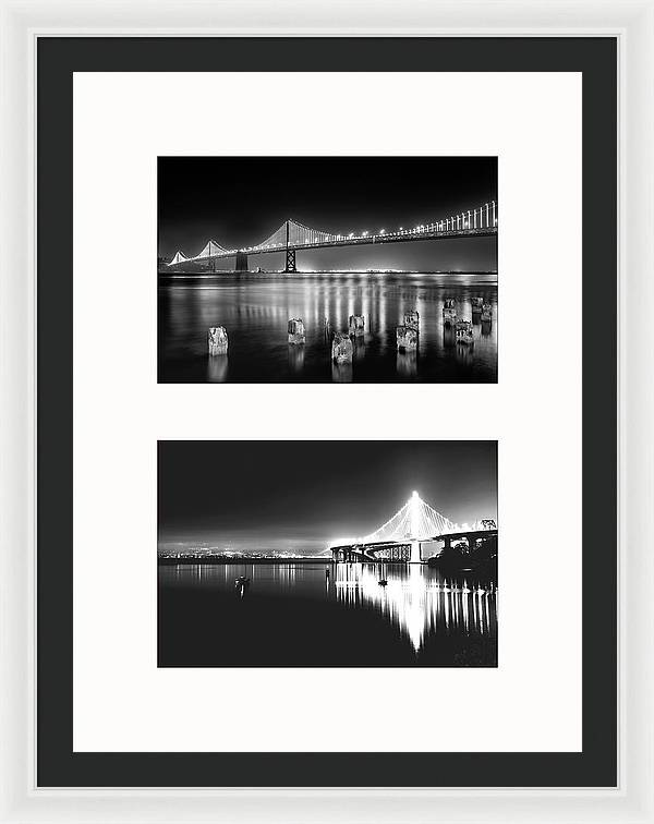 Bridges, Night - diptych / Art Photo - Framed Print