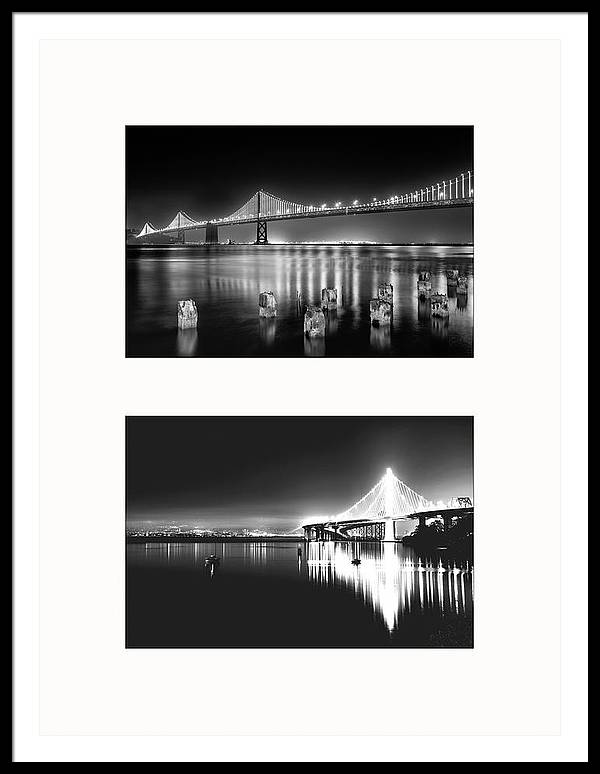 Bridges, Night - diptych / Art Photo - Framed Print