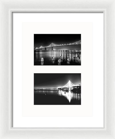 Bridges, Night - diptych / Art Photo - Framed Print