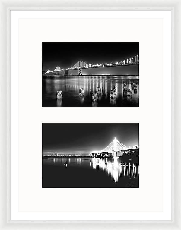 Bridges, Night - diptych / Art Photo - Framed Print