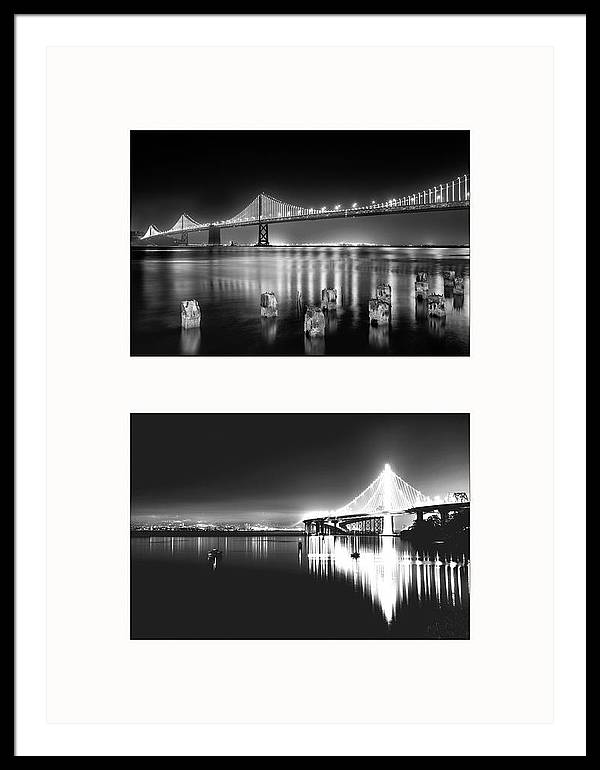 Bridges, Night - diptych / Art Photo - Framed Print