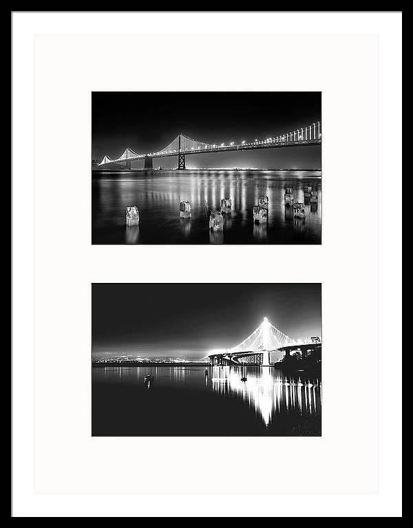 Bridges, Night - diptych / Art Photo - Framed Print